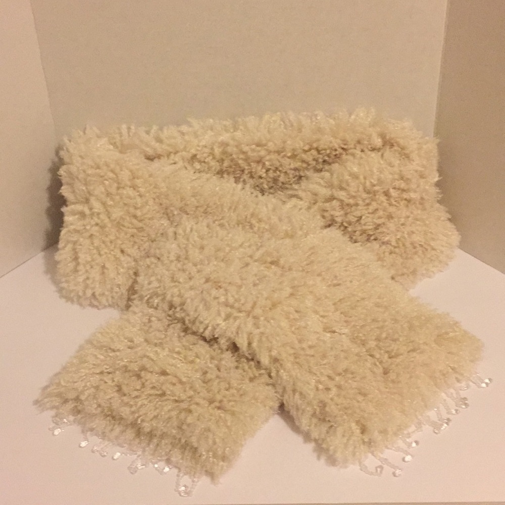 Betsey Johnson Fluffy Cream Scarf